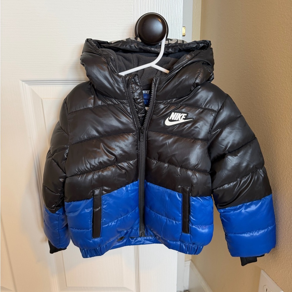 Nike Black and Blue Logo-Trim Jacket